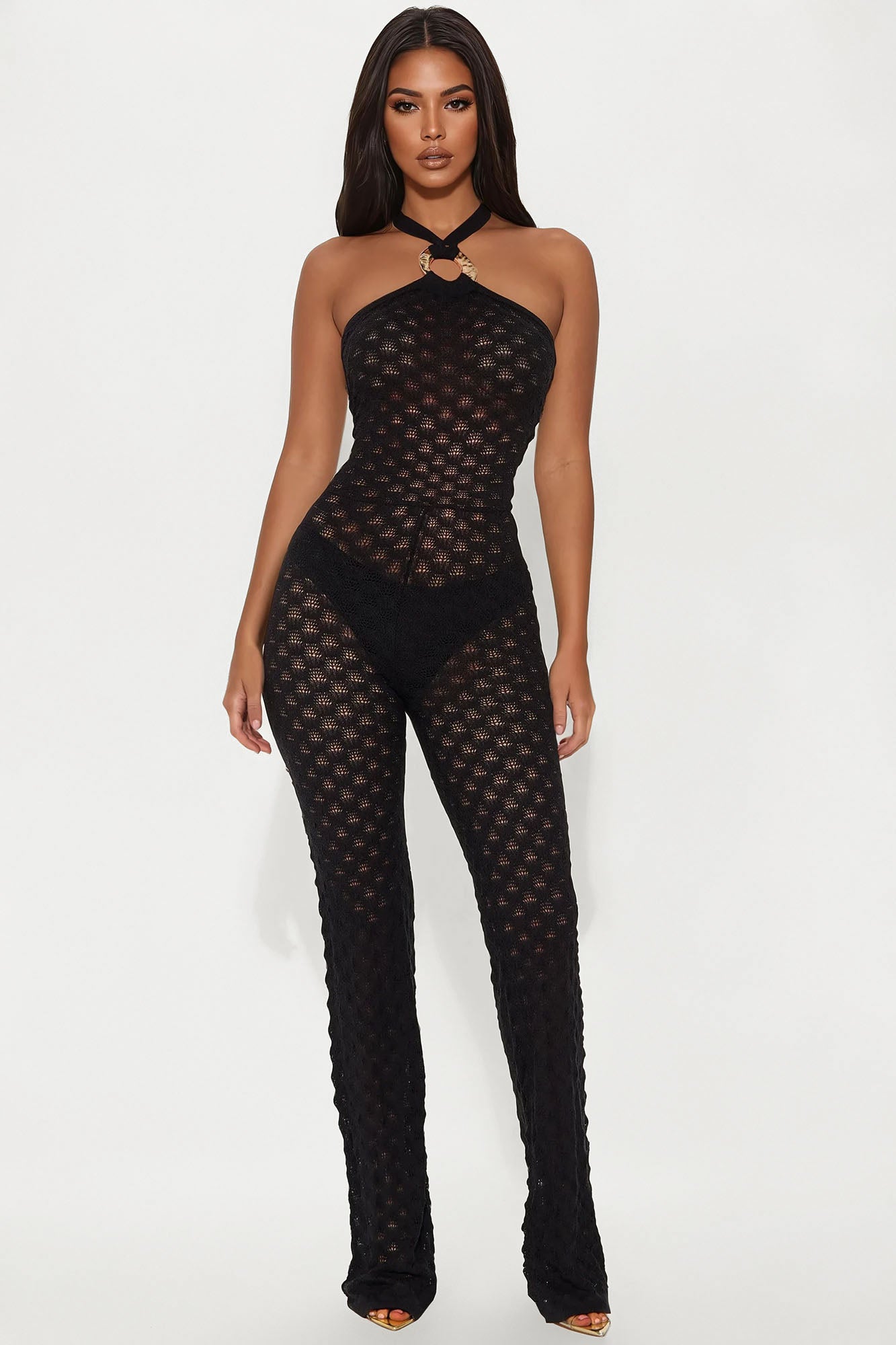 Feeling Beachy Crochet Jumpsuit - Black