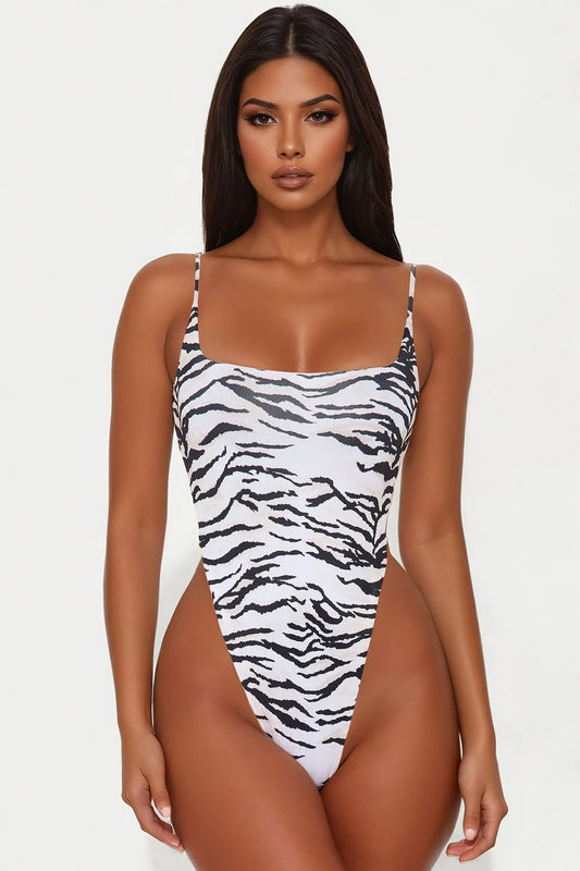 The Moment Backless Bodysuit - Brown/combo