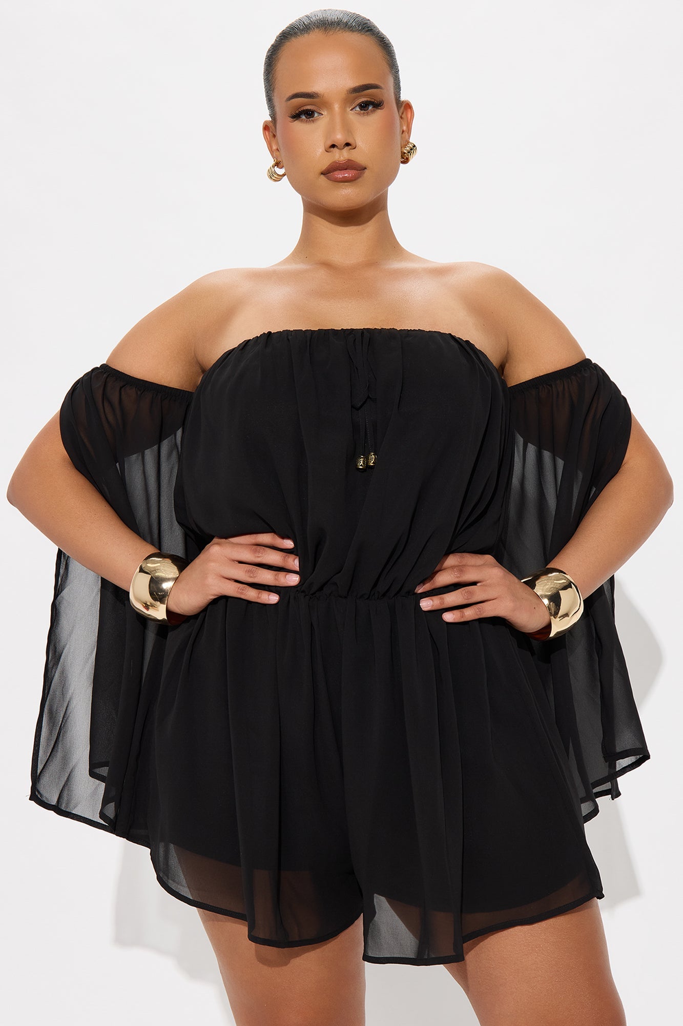 Always Looking Good Chiffon Romper - Black