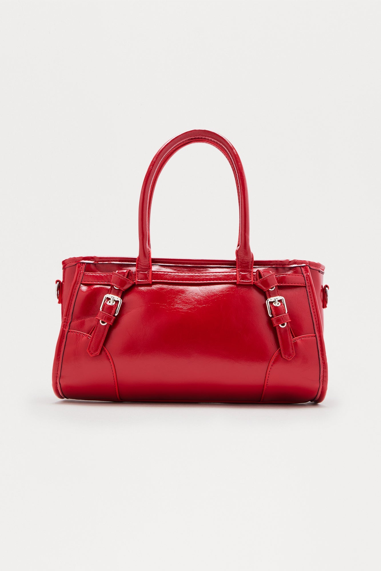 Shine For Me Faux Leather Satchel Bag - Red
