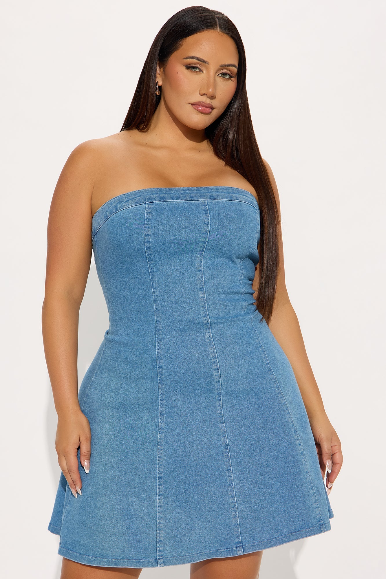 Ruthie Denim Mini Dress - Medium Wash