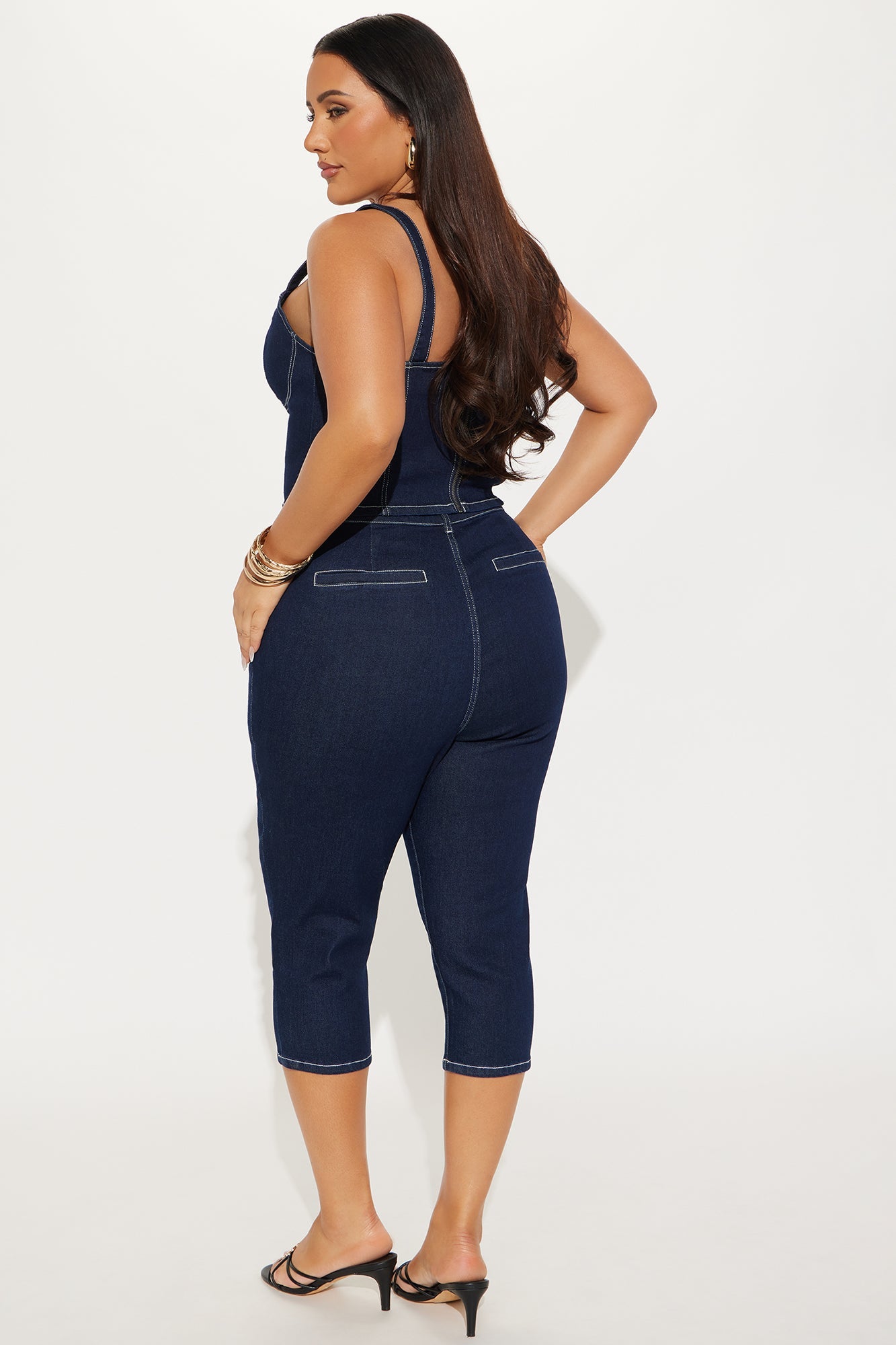 City Girl Denim Capri Set - Dark Wash