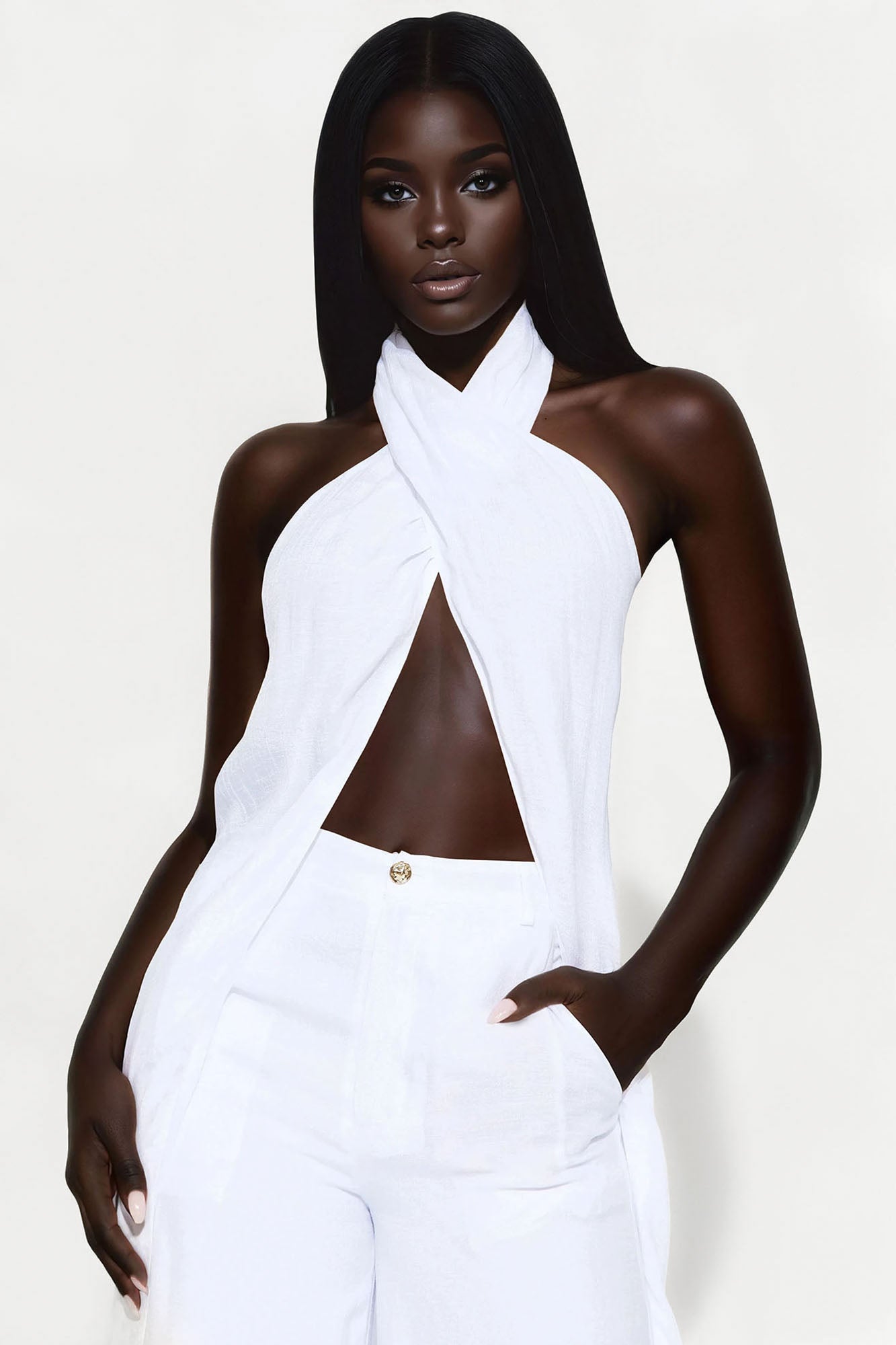 Angelic Vibes Linen Pant Set - White