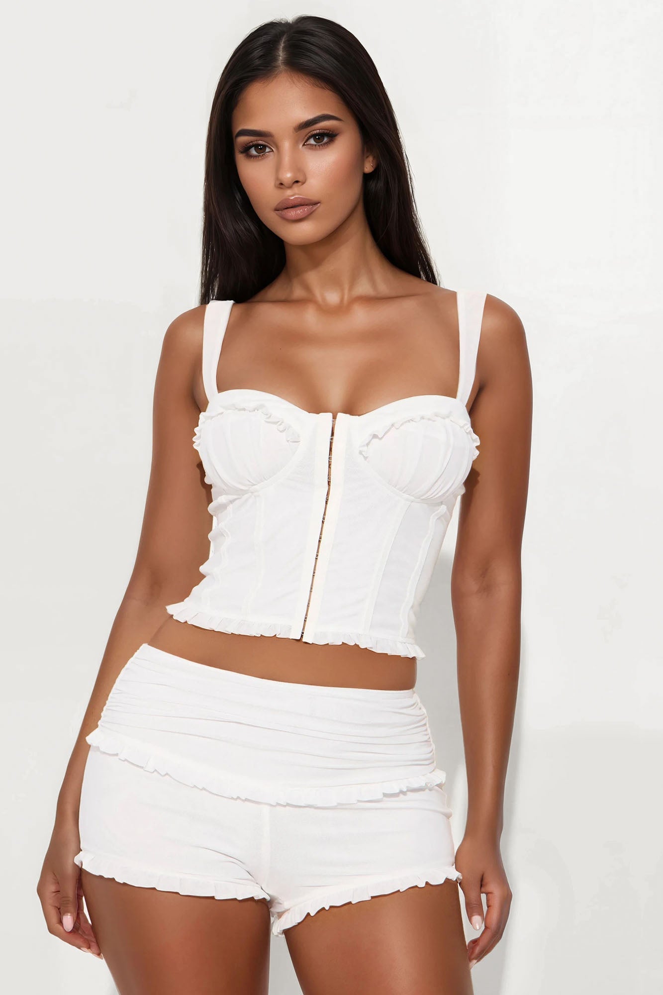 Dare Me Darling Mesh Short Set - White