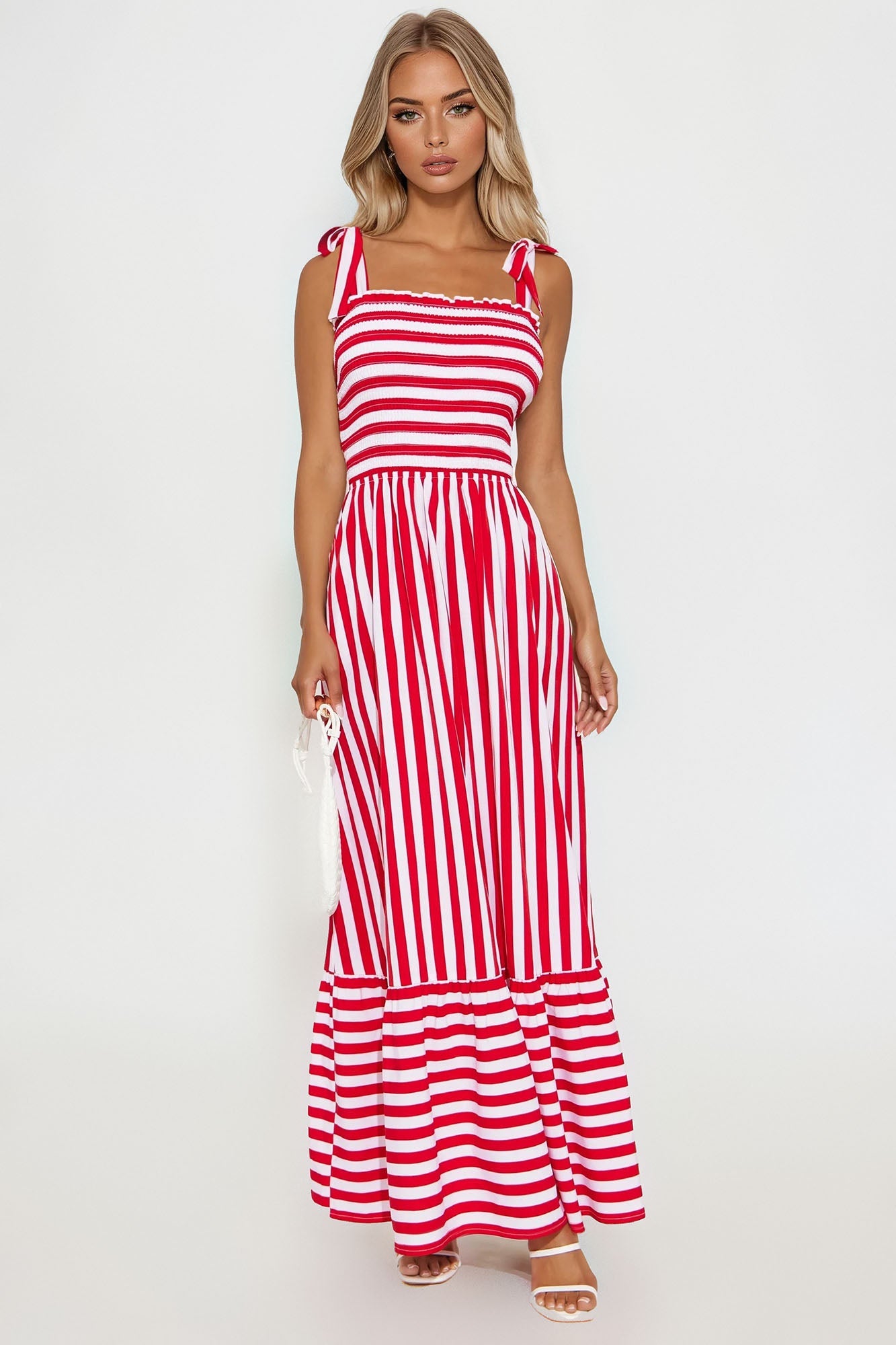 Gracie Striped Maxi Dress - Red/White