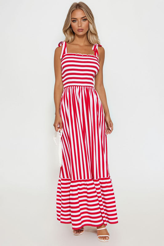 Gracie Striped Maxi Dress - Red/White