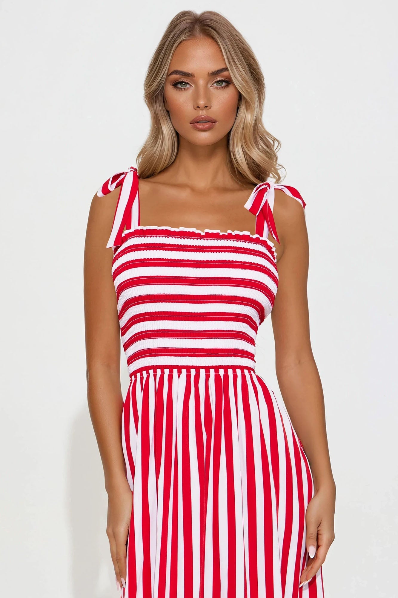 Gracie Striped Maxi Dress - Red/White