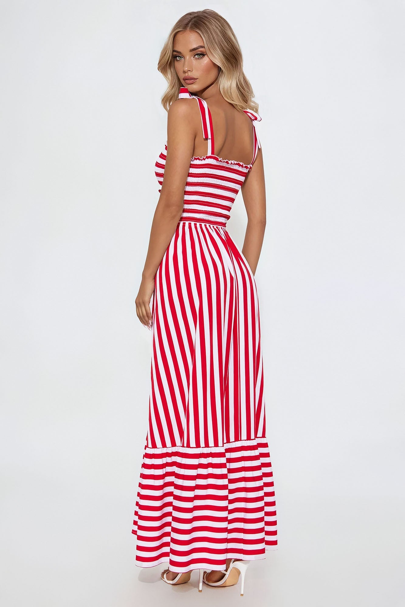 Gracie Striped Maxi Dress - Red/White