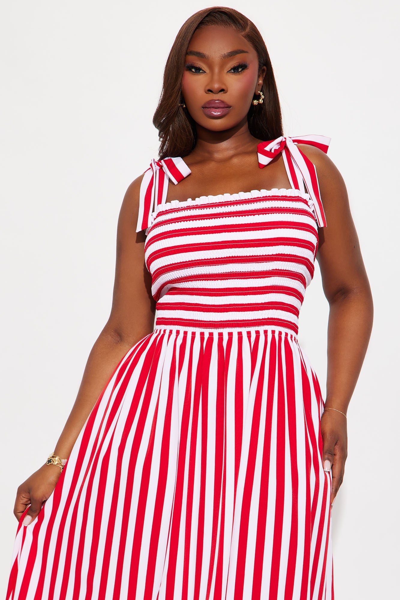 Gracie Striped Maxi Dress - Red/White