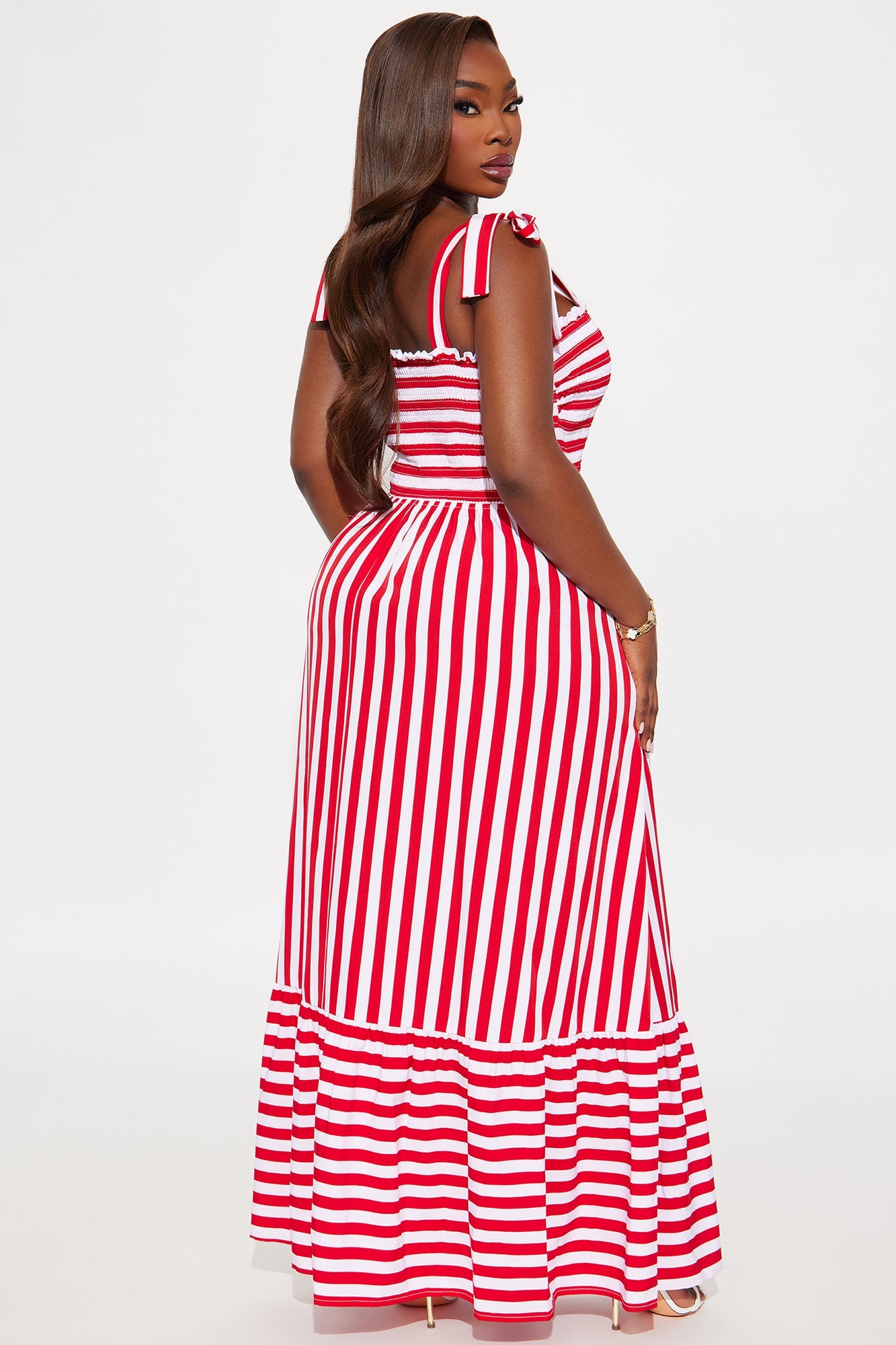 Gracie Striped Maxi Dress - Red/White