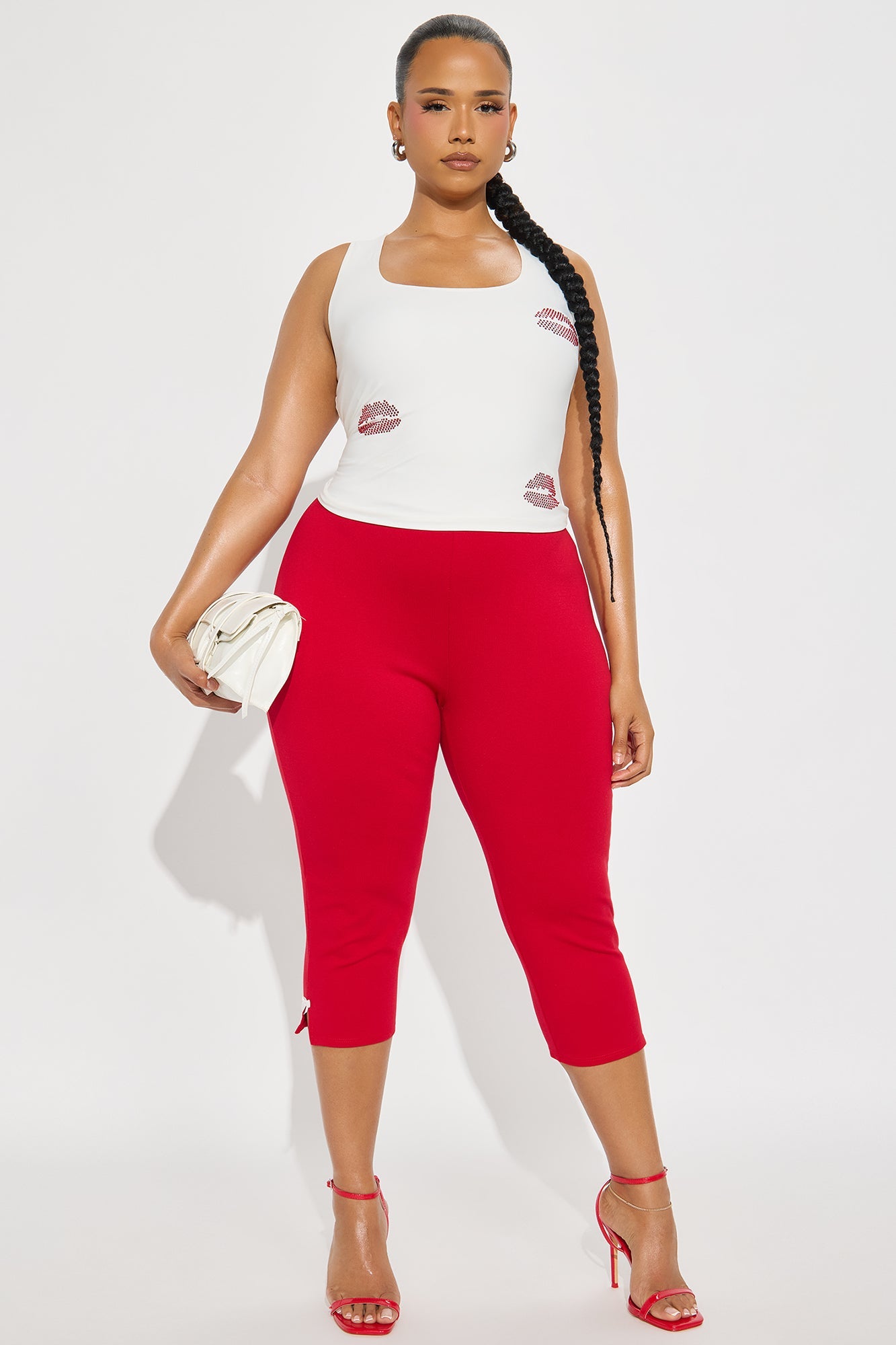 Take A Bow Capri Legging - Red