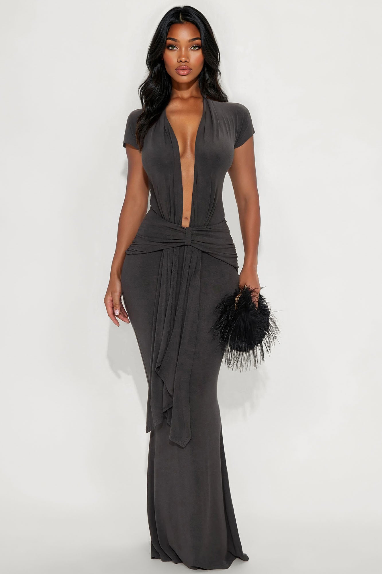 Vividly Sharp Maxi Dress - Charcoal