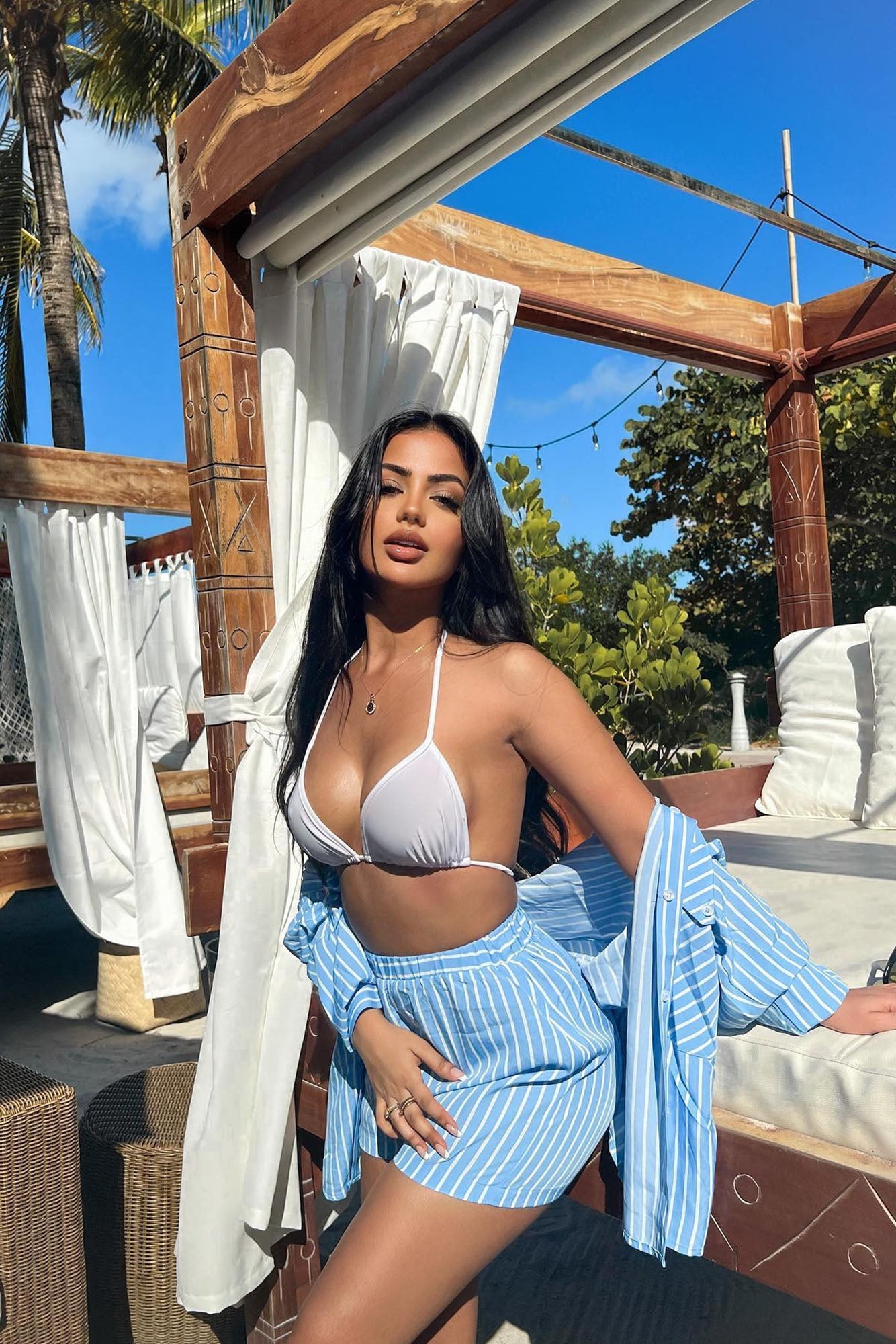 Sara Striped Short Set - Blue