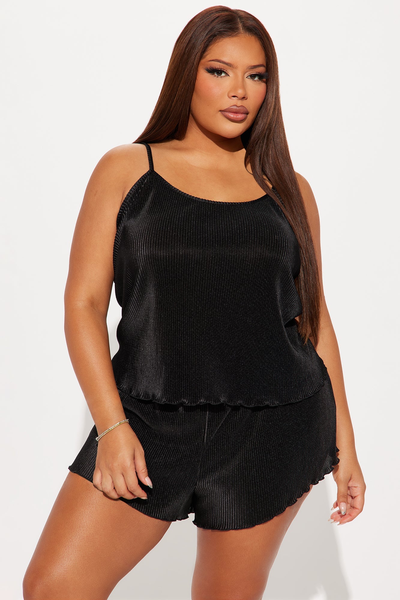 Always Bedtime Plisse PJ Short Set - Black