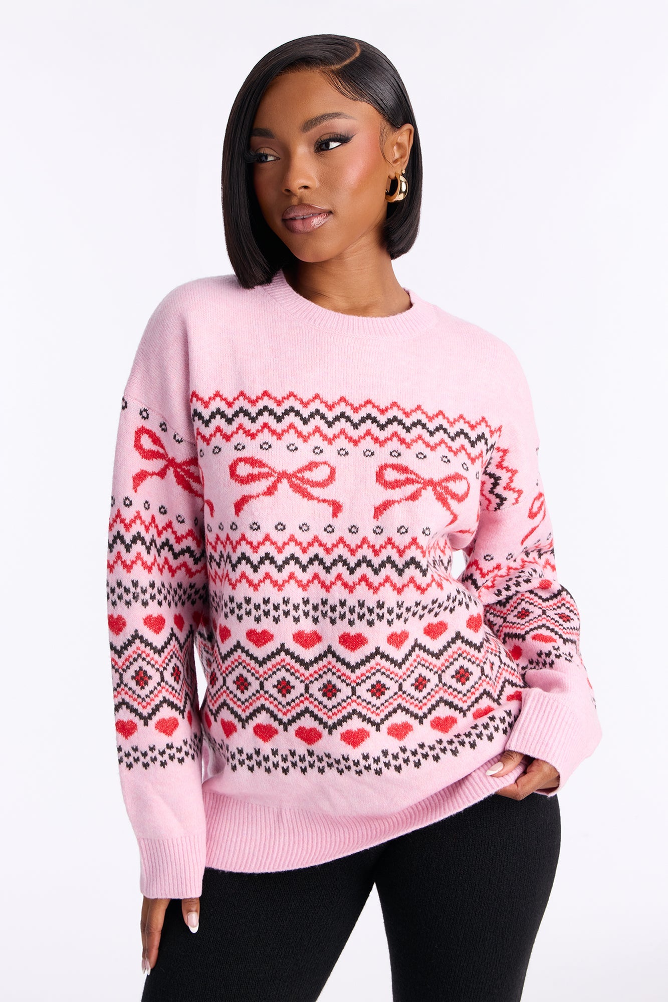 سويت شيرت قطن حلوى - وردي/مجموعة