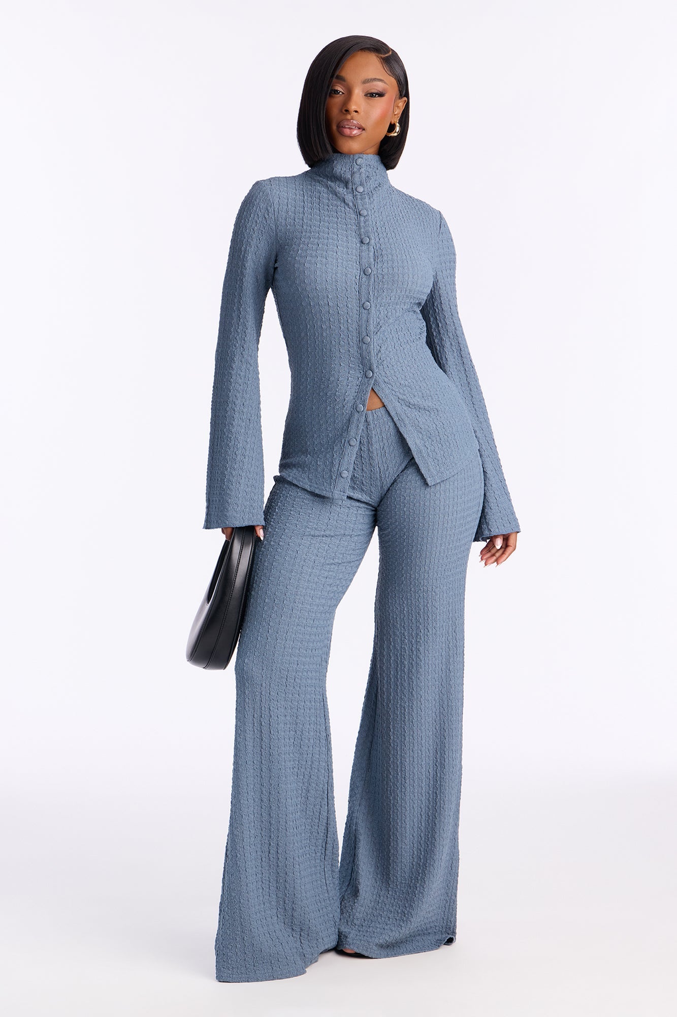 طقم بنطلون سولين المنسوج - أزرق رمادي