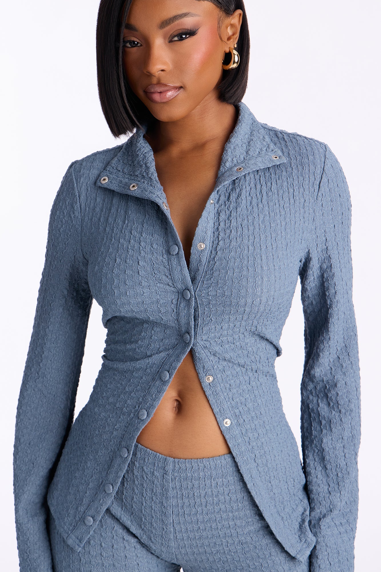 طقم بنطلون سولين المنسوج - أزرق رمادي