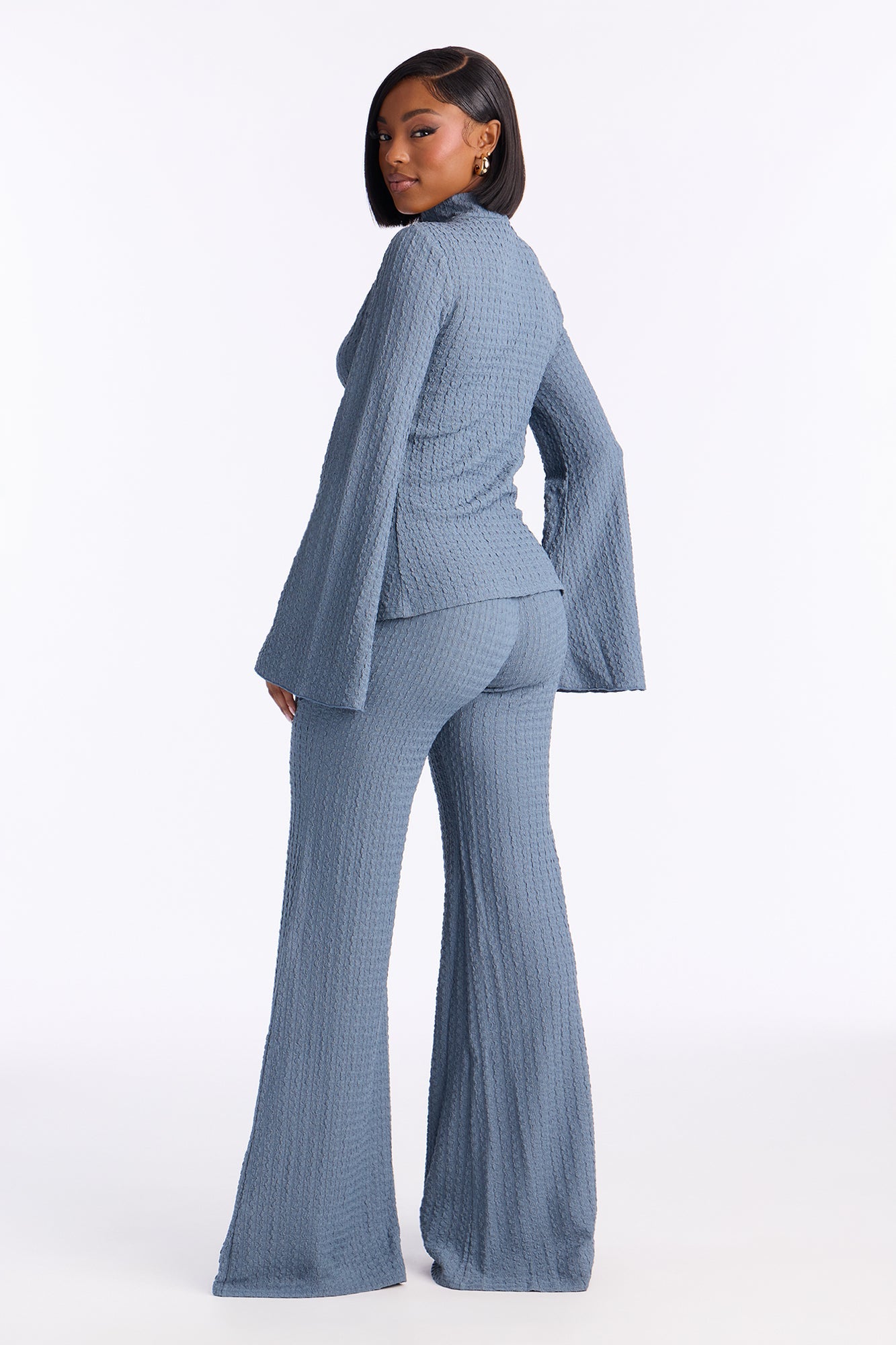 طقم بنطلون سولين المنسوج - أزرق رمادي