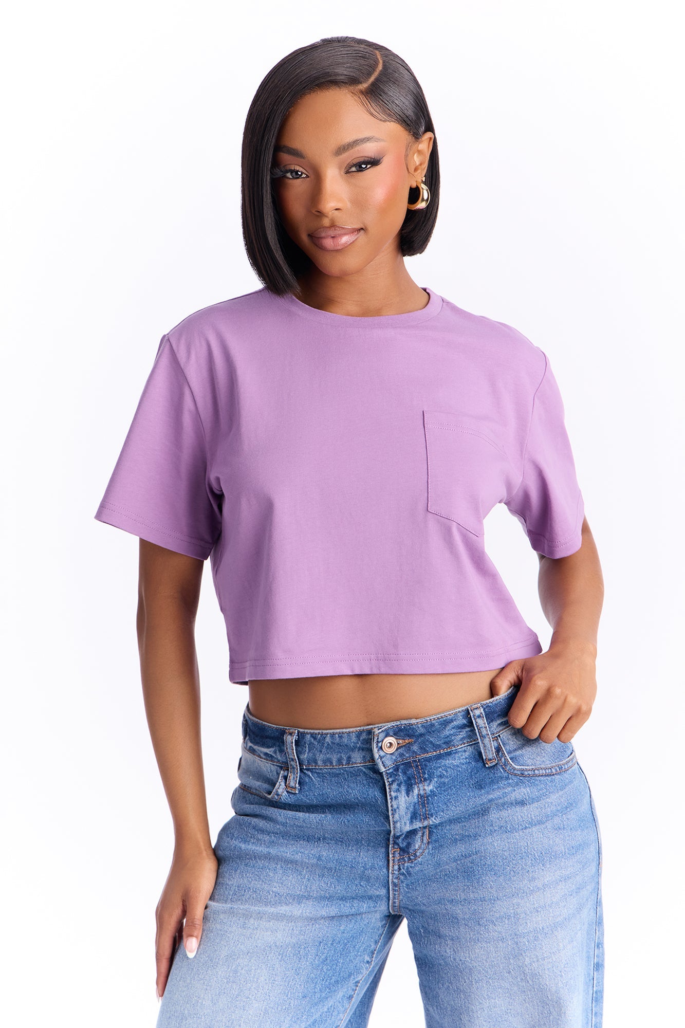 تي شيرت إليسا المريح - بنفسجي