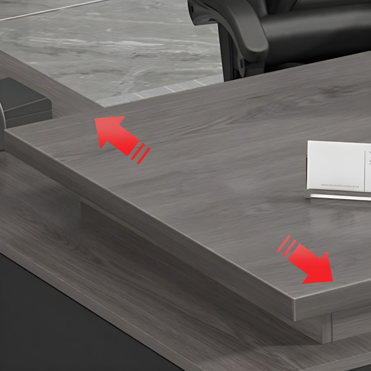 Modern L-Shape Writing Desk with Wood Base and Cable Management