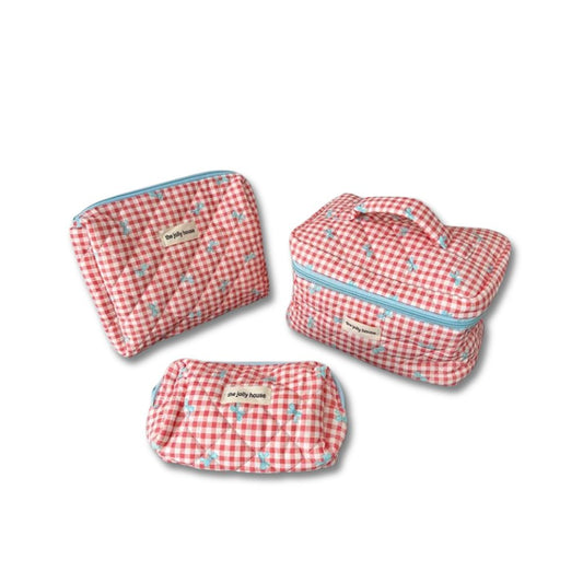 TidyBow - Dames Make-uptas Set met Geruite Strik