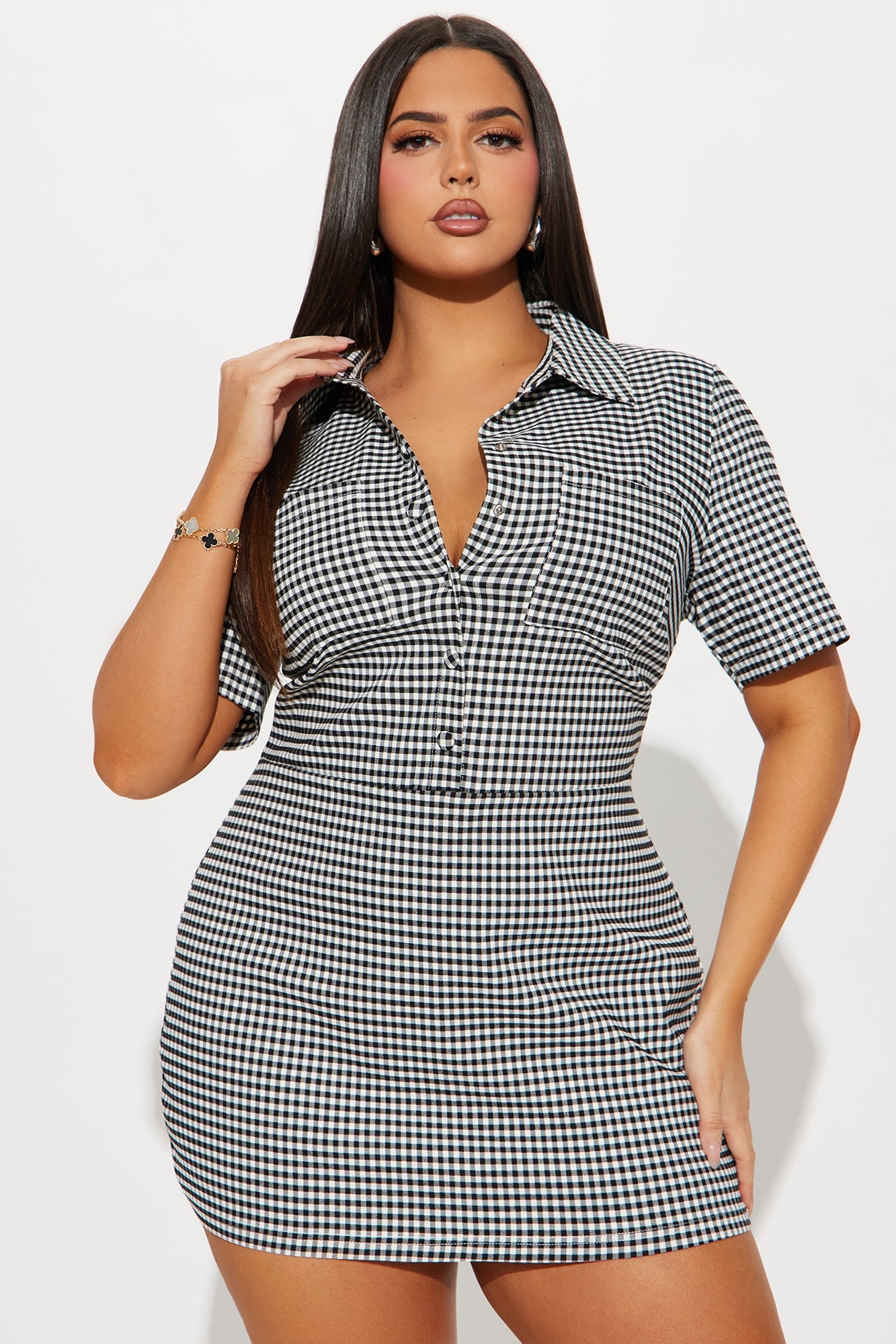 Buy Me Flowers Gingham Romper - Black/combo