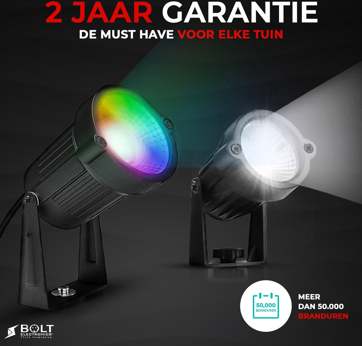 Bolt Electronics ®️ – Tuinverlichting LED buiten – Hanglamp buitenverlichting – Prikspot buitenlamp – RGB lamp - 3 stuks