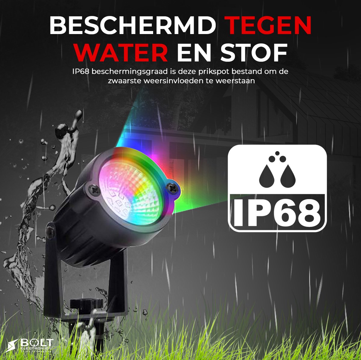 Bolt Electronics ®️ – Tuinverlichting LED buiten – Hanglamp buitenverlichting – Prikspot buitenlamp – RGB lamp - 3 stuks
