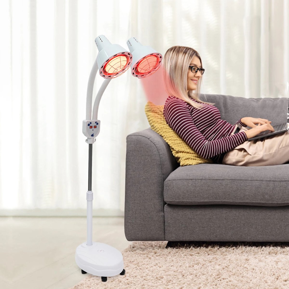 Bolt Electronics® Infraroodlamp - Infrarood Lamp - Infraroodherapie - Lichttherapie - Warmetlamp - Pijnverlichting - Spieren En Gewrichten - Timerfunctie - 500Watt - Wit