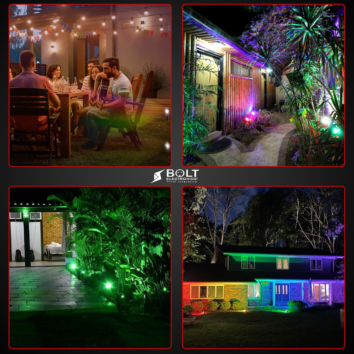 Bolt Electronics ®️ – Tuinverlichting LED buiten – Hanglamp buitenverlichting – Prikspot buitenlamp – RGB lamp - 3 stuks