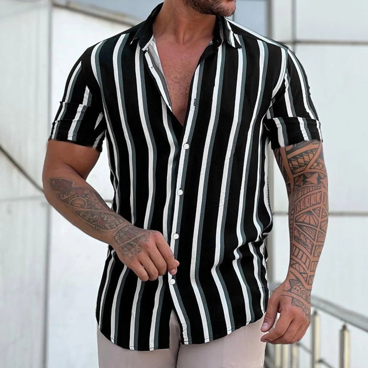 Casual Slim Fit Gestreept Shirt