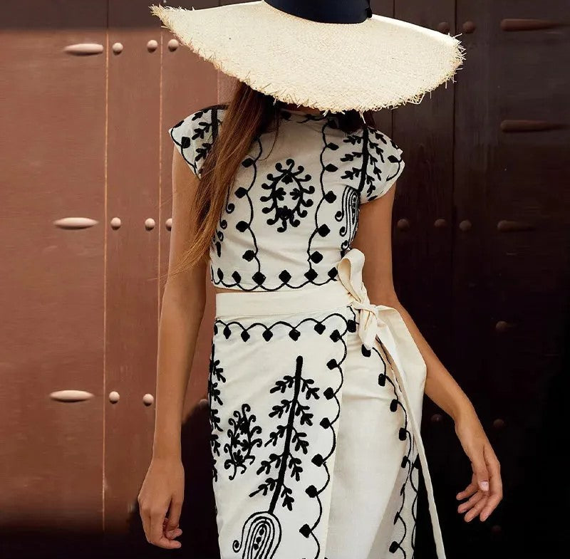 Angellee - Bedrukte Top en Rok Set