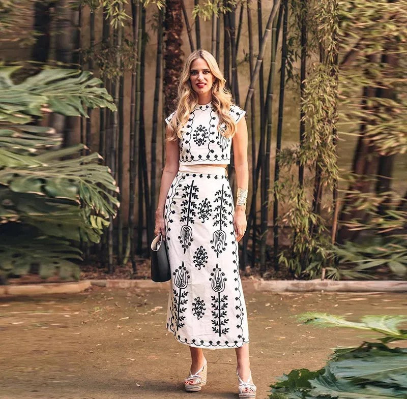 Angellee - Bedrukte Top en Rok Set
