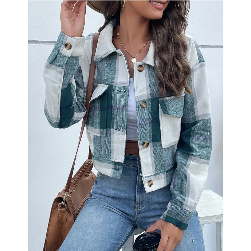 Mira - Trendy Geruite Jas voor Vrouwen