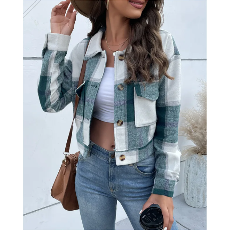 Mira - Trendy Geruite Jas voor Vrouwen