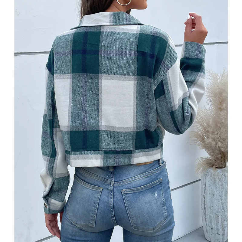 Mira - Trendy Geruite Jas voor Vrouwen