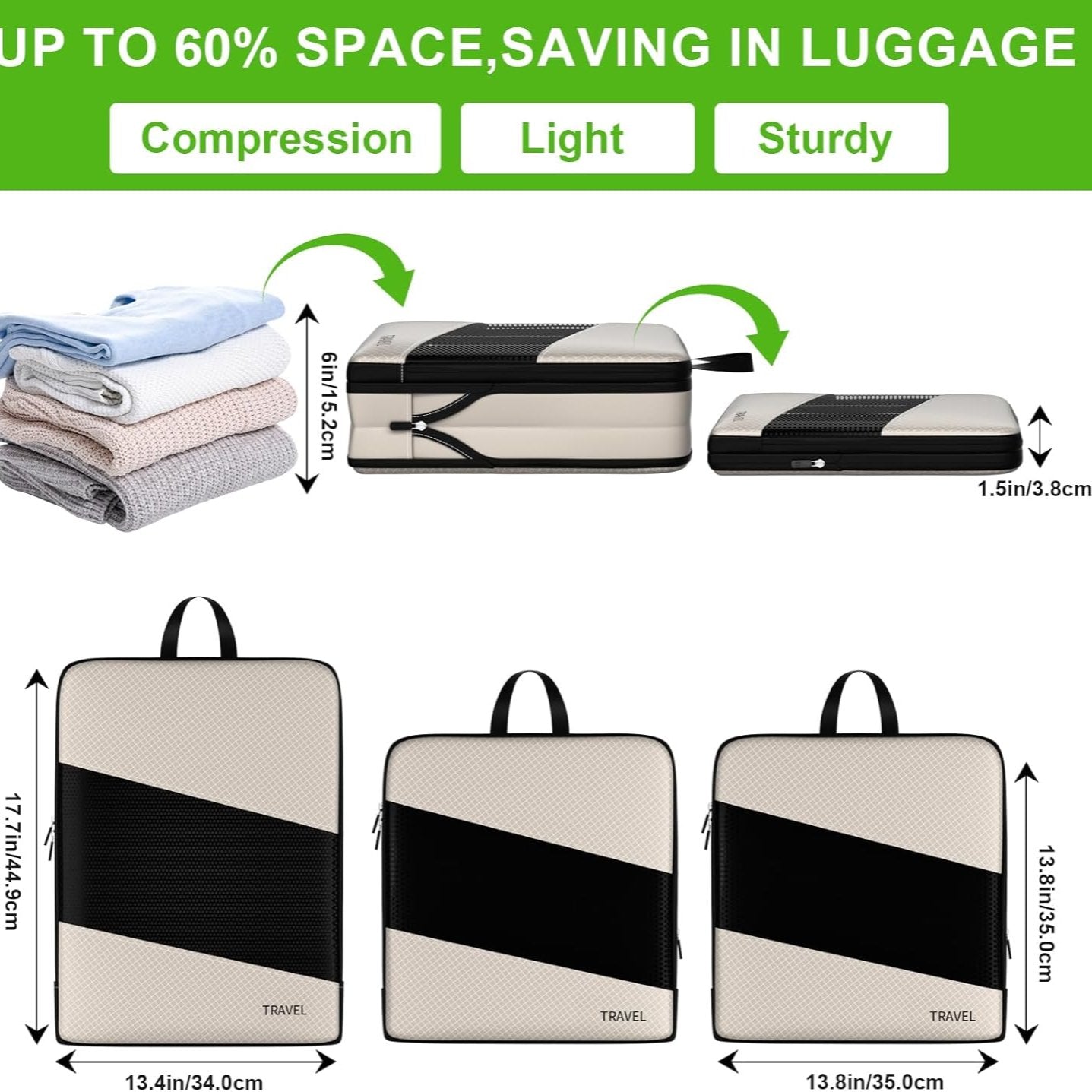 SpacePro - 6-Pack Compressie Pakblok Reistas Organizers