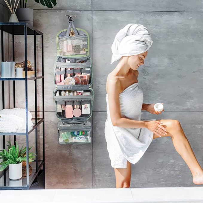 Kalindra - Leren Ophangbare Toilettas voor Reizen