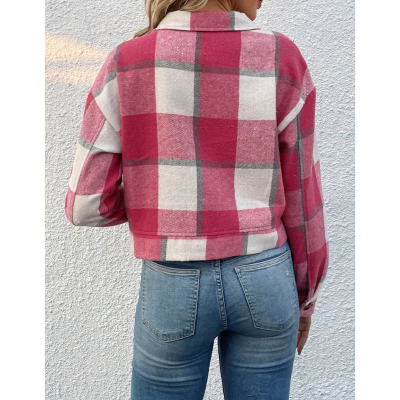 Mira - Trendy Geruite Jas voor Vrouwen