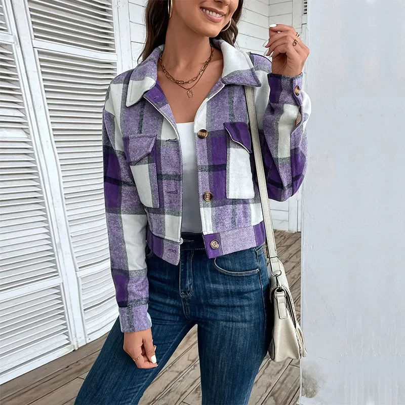Mira - Trendy Geruite Jas voor Vrouwen