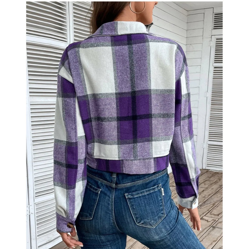 Mira - Trendy Geruite Jas voor Vrouwen