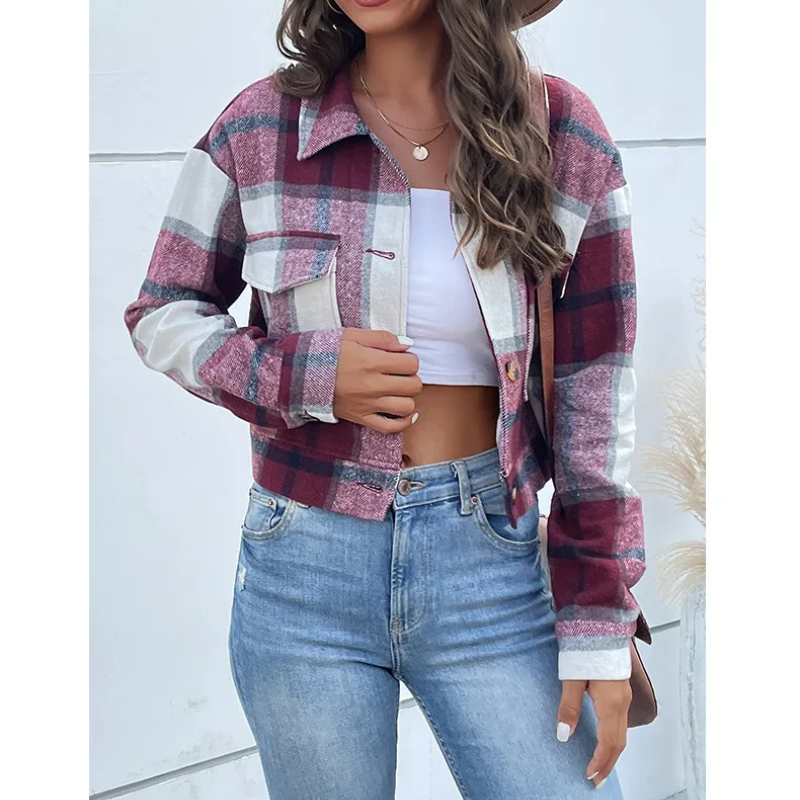 Mira - Trendy Geruite Jas voor Vrouwen