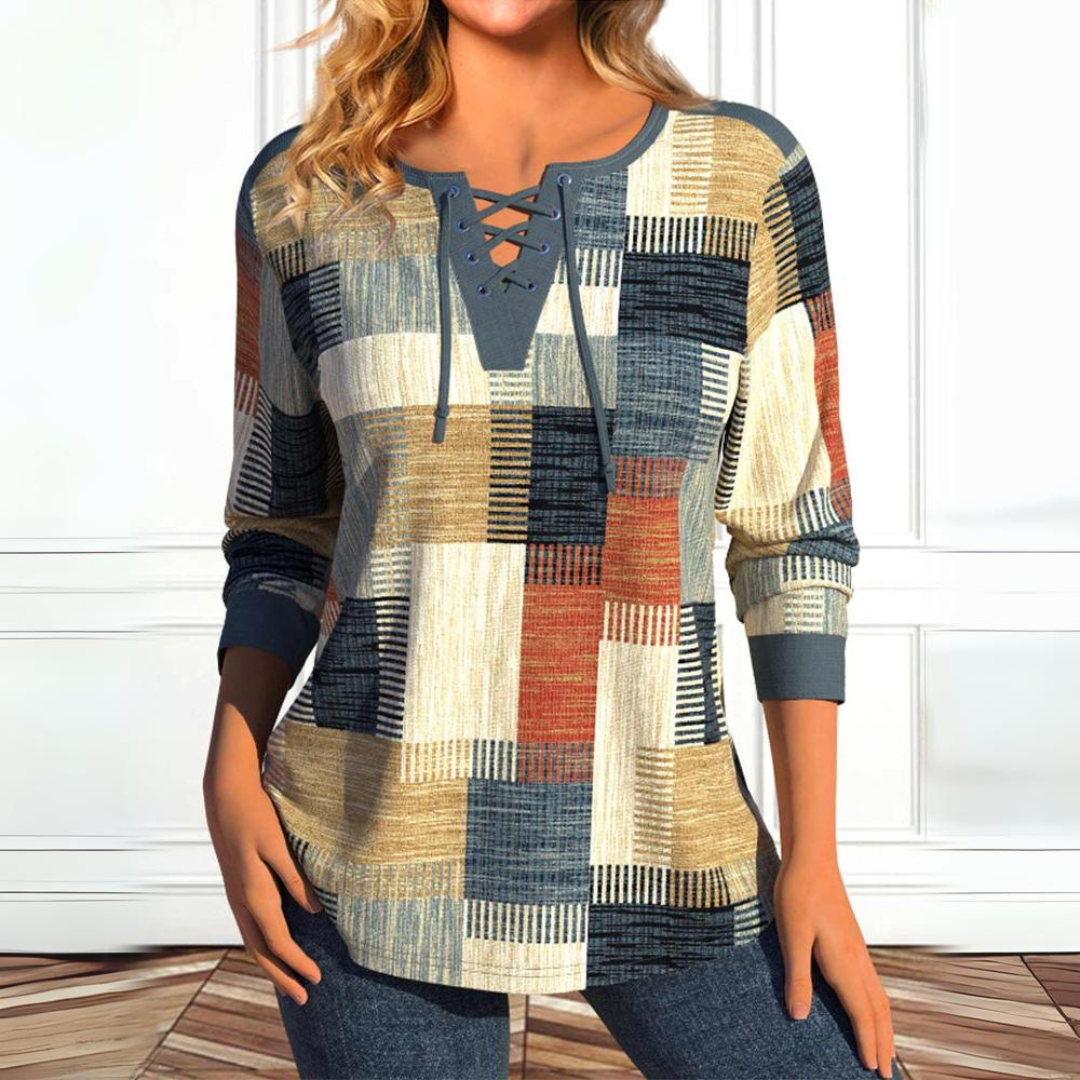 Allyson - Casual Geruit Top voor Vrouwen