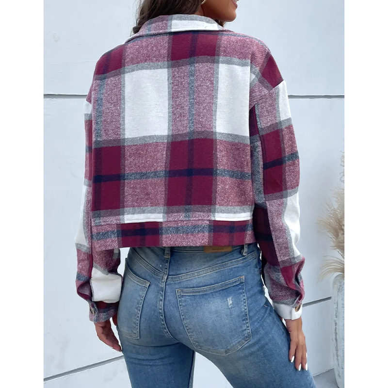 Mira - Trendy Geruite Jas voor Vrouwen