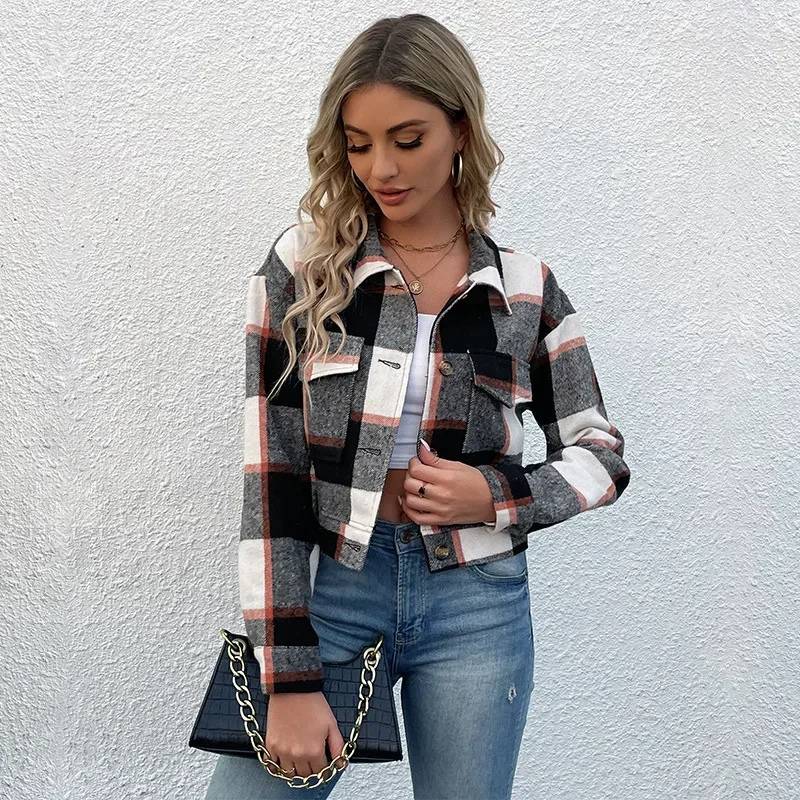 Mira - Trendy Geruite Jas voor Vrouwen