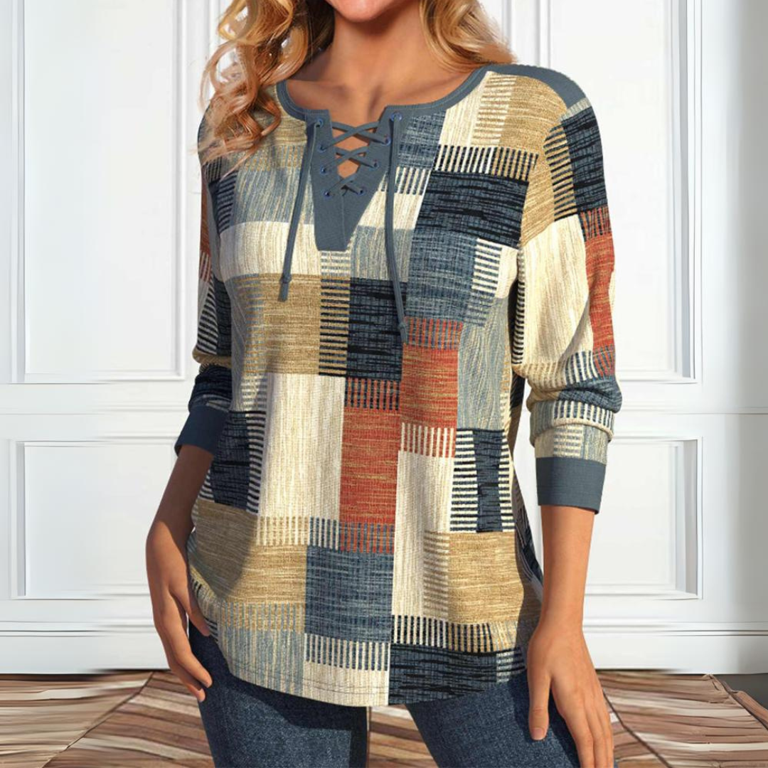 Allyson - Casual Geruit Top voor Vrouwen