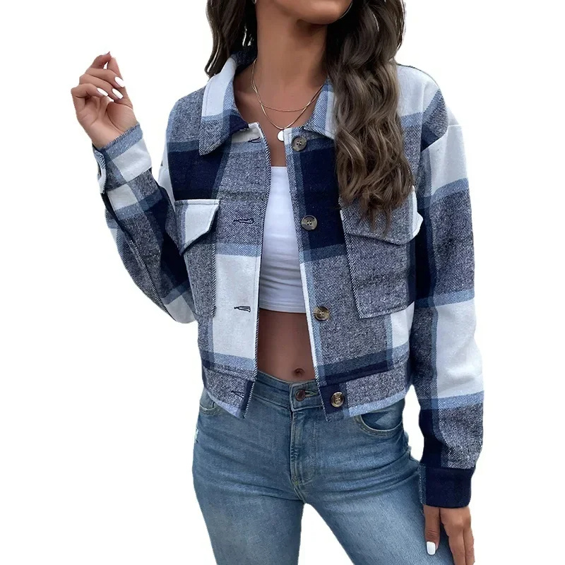 Mira - Trendy Geruite Jas voor Vrouwen