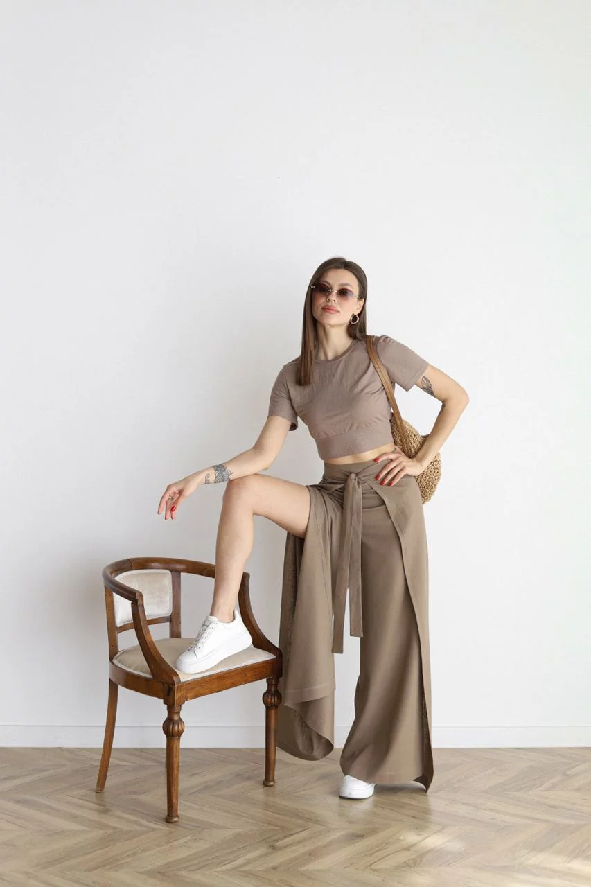 Dariana - Elegante Uitlopende Linnen Broek