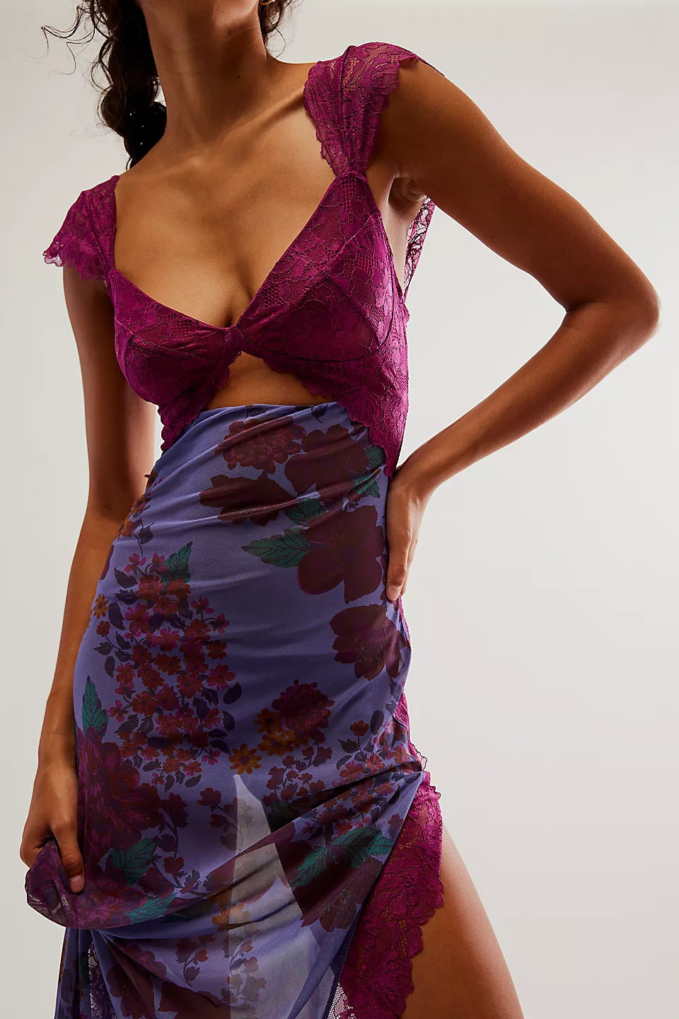 Jillian – Kant Patchwork Bloemen Maxi Jurk