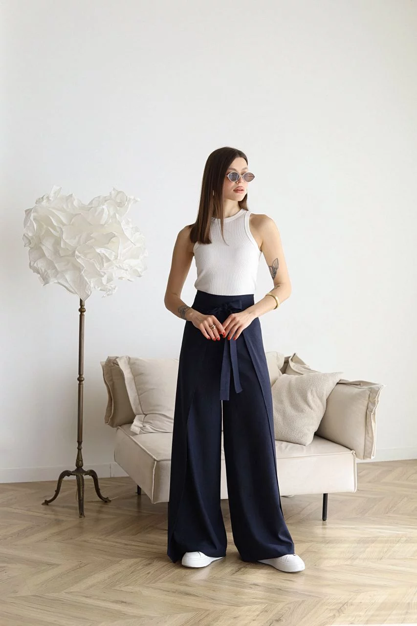 Dariana - Elegante Uitlopende Linnen Broek